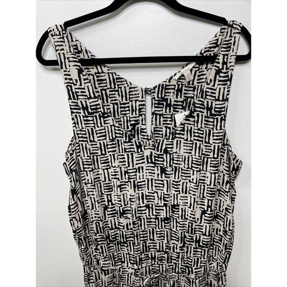 Ella Moss Jumpsuit Black‎ Cream Print Sleeveless Drawstring Waist L NWT Abstract - Picture 2 of 16